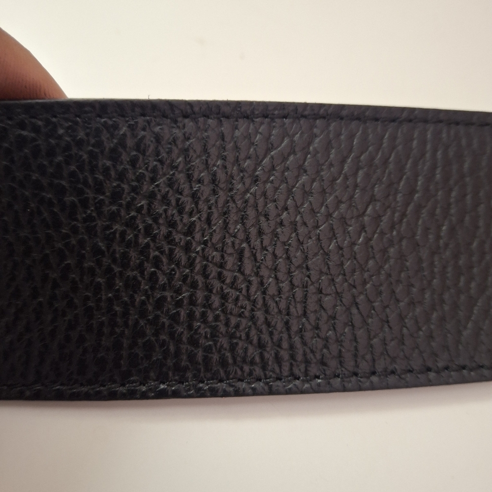 Persaman New York Black Leather Belt with Gold Buckle - Picture 2 of 7